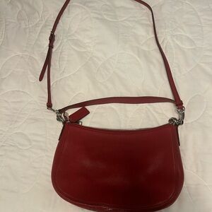 Coach cross body red leather purse